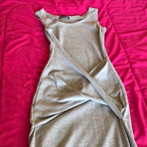 Gray Crossover Body-con Dress